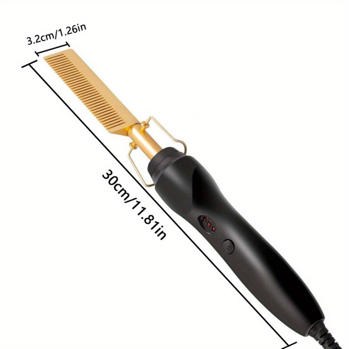 Portable Ceramic Hot Comb Hair Straightener & Curler – Copper Heat Press Styling Tool for Wet and Dry Hair, Beard, and Wigs – 110V, US Plug, Ergonomic Design with Comfort Grip